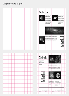 Figure showing how a grid helps alignment