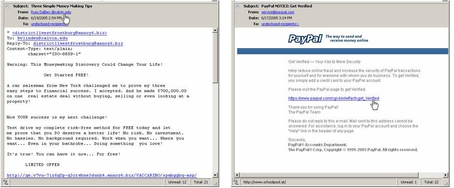 Two scam emails I received today
