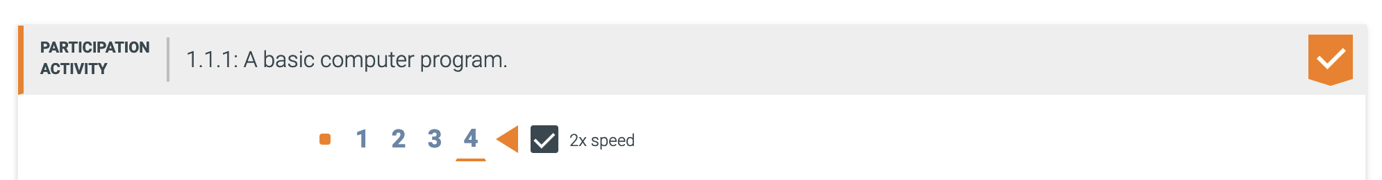 participation activity with an orange checkmark