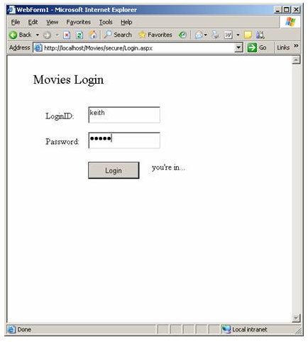 login page